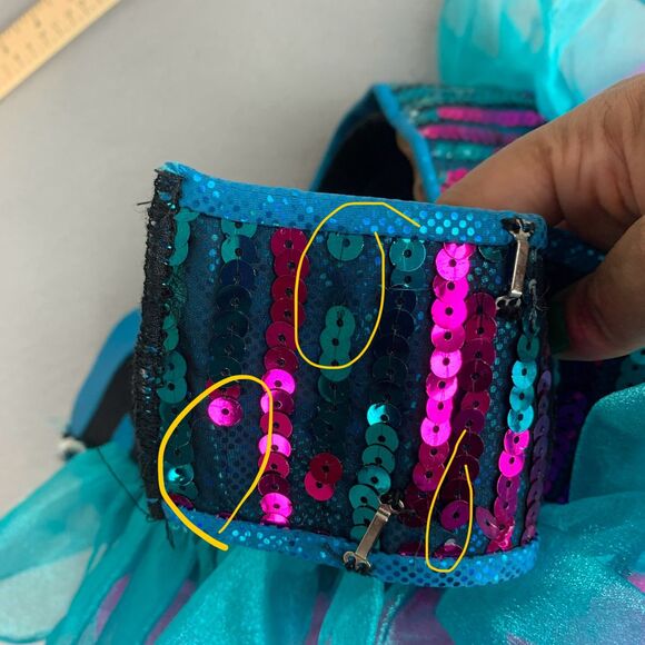 Adult Medium Jazz Dance Skort Set Turquoise Pink Sequin Ruffle Stage Outfit - Picture 5 of 11